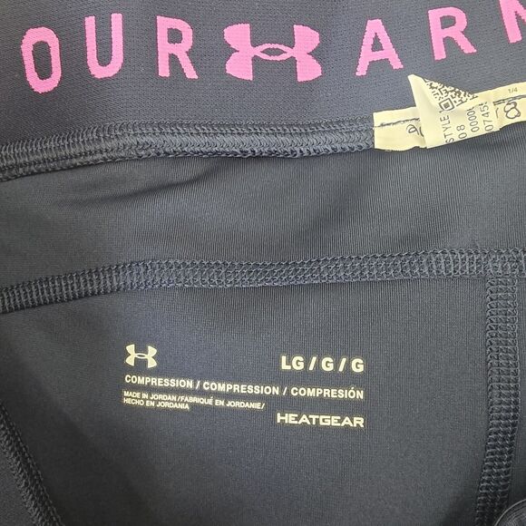 Under Armour Leggings Women Navy Purple Cropped Compression Heatgear Athletic - Picture 7 of 8